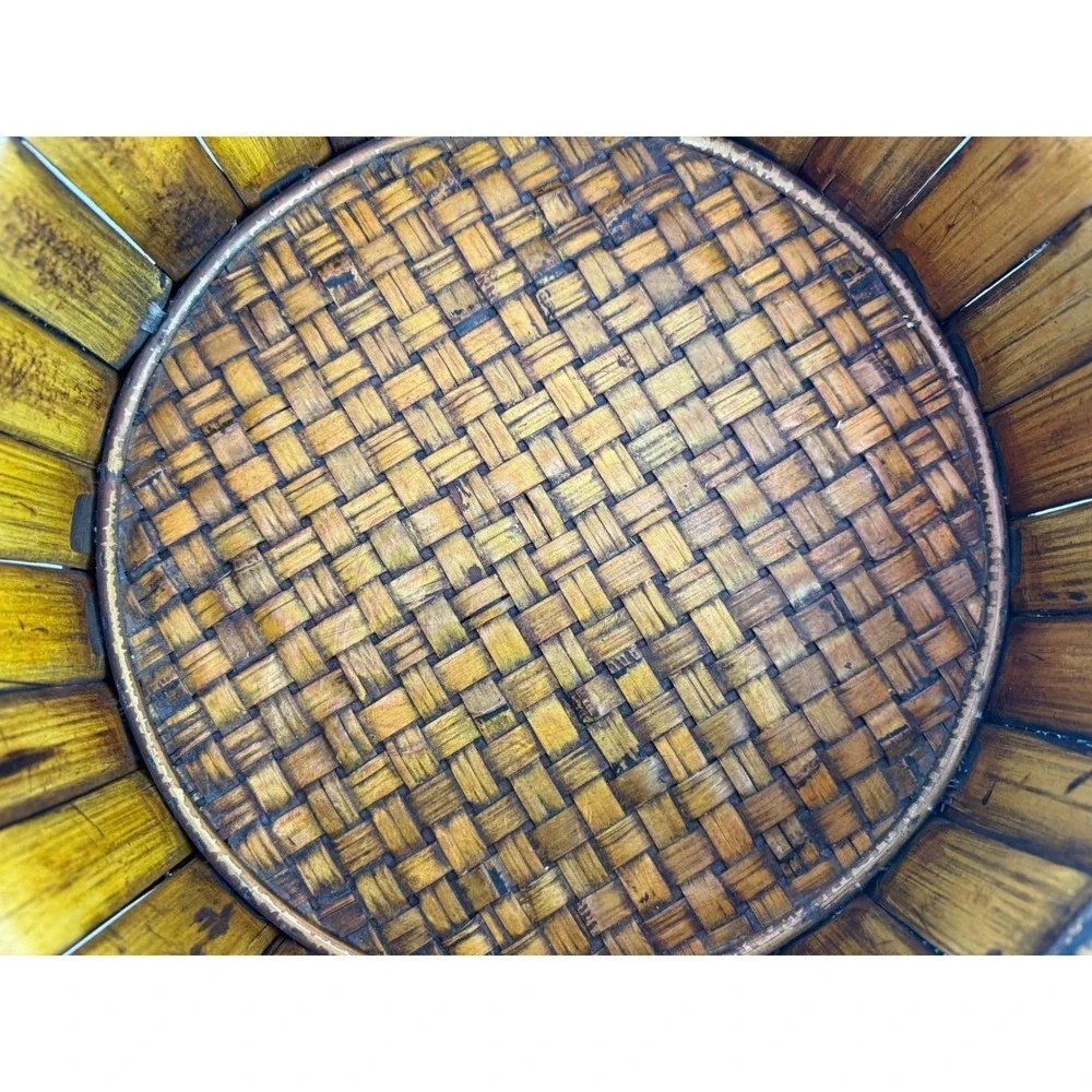 Large Rattan Bamboo Round‎ Basket Tray Centerpiece Serving Bowl Boho Decor - Picture 4 of 12